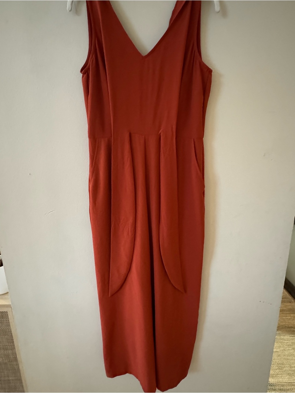 MSK Rust Red V-Neck Jumpsuit